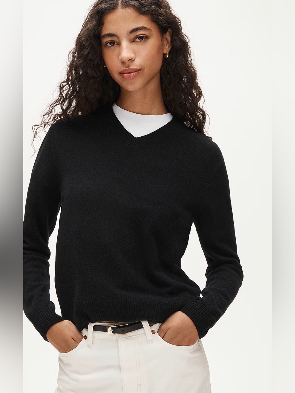 J Crew S Cashmere High V-Neck Sweater Navy Cp466
